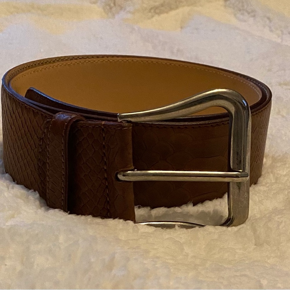 The Tailored Sportsman Brown Leather Belt with Silver Buckle